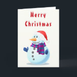 Feliz Cartão de Natal com Feliz Snowman<br><div class="desc">Cartões de Natal Felizes - Feliz Natal - Design MIGNED - Personalizável</div>