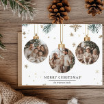 Feliz Cartão de Natal com Três Fotos de Ornamento<br><div class="desc">Celebre a temporada com este elegante cartão Feliz Natal com três designs encantadoras de ornamento, cada qual exibindo uma foto personalizada. O layout festivo encaixa lindamente suas memórias favoritas, perfeito para espalhar alegria de feriado. Personalize o cartão com suas fotos e uma mensagem sincera, fazer-o como um guardião único para...</div>