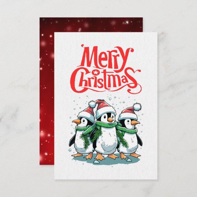 Feliz Cartão de Natal para Pinguim (Frente/Verso)