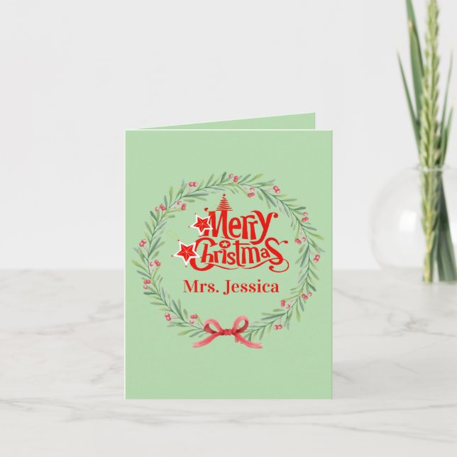 Feliz Cartão de Natal para Professora (Frente)