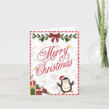 Feliz Cartão de Natal - Pinguim Bonito