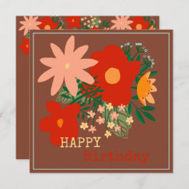 FELIZ Cartão de saudação de aniversário, flor de o