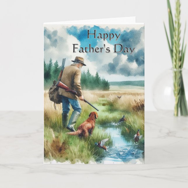 Feliz Cartão de Saudação de Caça ao Dia de os pais (Frente)