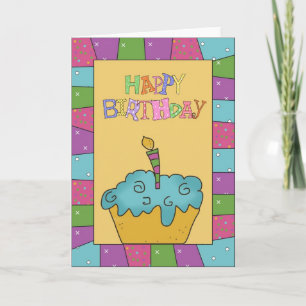 Feliz Cartão de Saudação de Cupcake de Aniversário