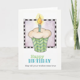 Feliz Cartão de Saudação de Cupcake de Aniversário