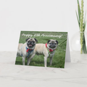 Feliz cartão de saudação de pug do 40º aniversário