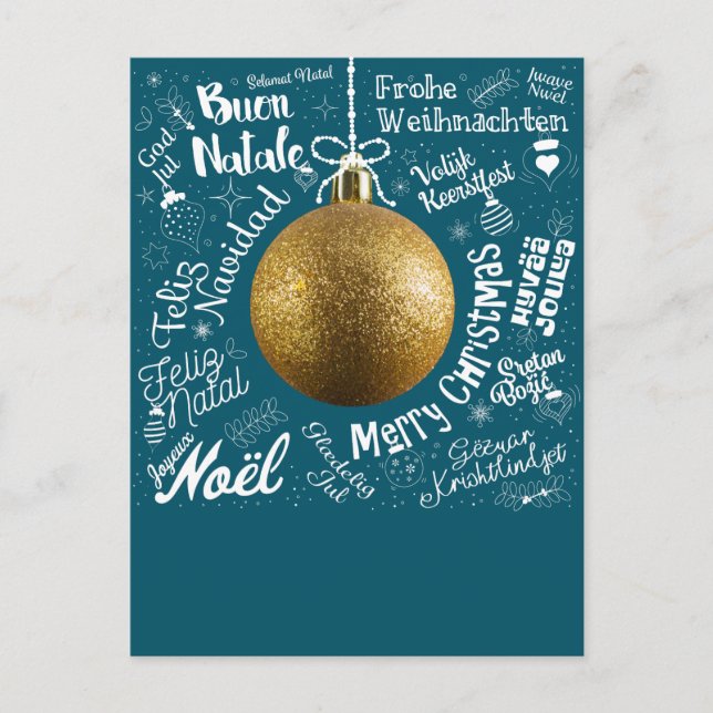 Feliz cartão de saudações de Natal do mundo em dif (Frente)