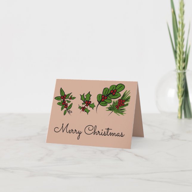 Feliz Cartão Hollies de Natal (Frente)