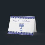 Feliz Cartão Irmã Hanukkah<br><div class="desc">Cartão de Hanukkah para irmã com menorah e fronteira de estrelas de cima e de baixo.</div>