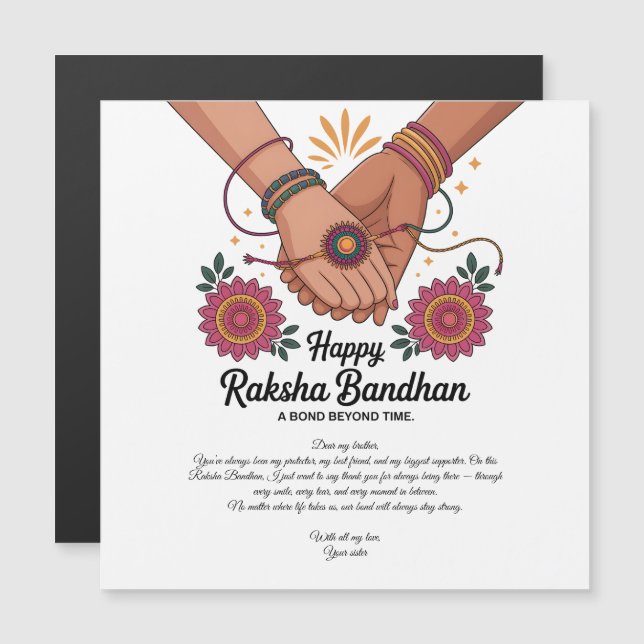 Feliz Cartão Magnético Raksha Bandhan (Frente/Verso)