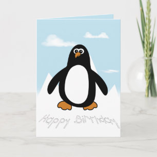 Feliz Cartão Pinguim de Aniversário
