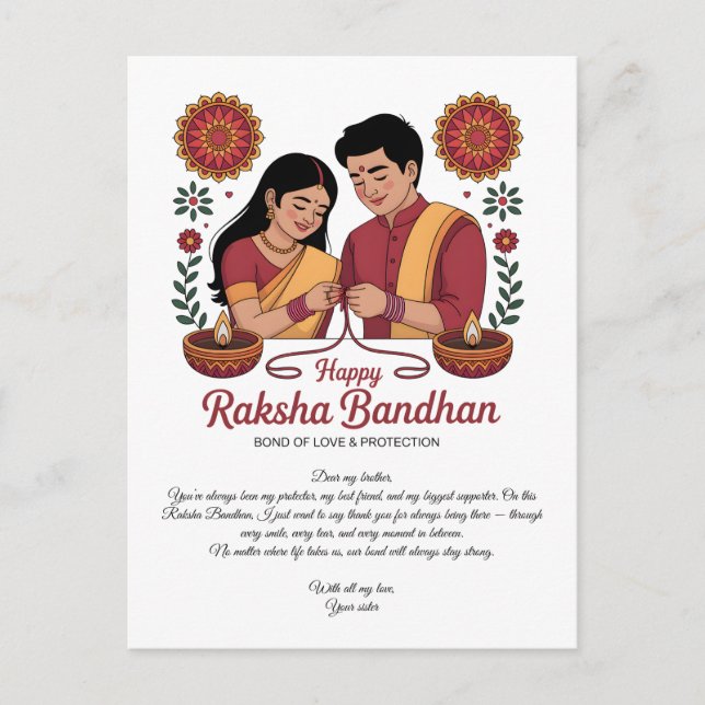 Feliz cartão postal de Raksha Bandhan (Frente)