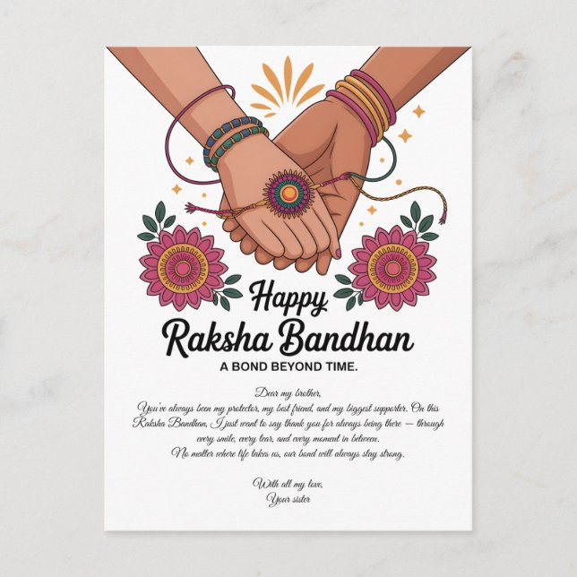 Feliz cartão postal de Raksha Bandhan (Frente)
