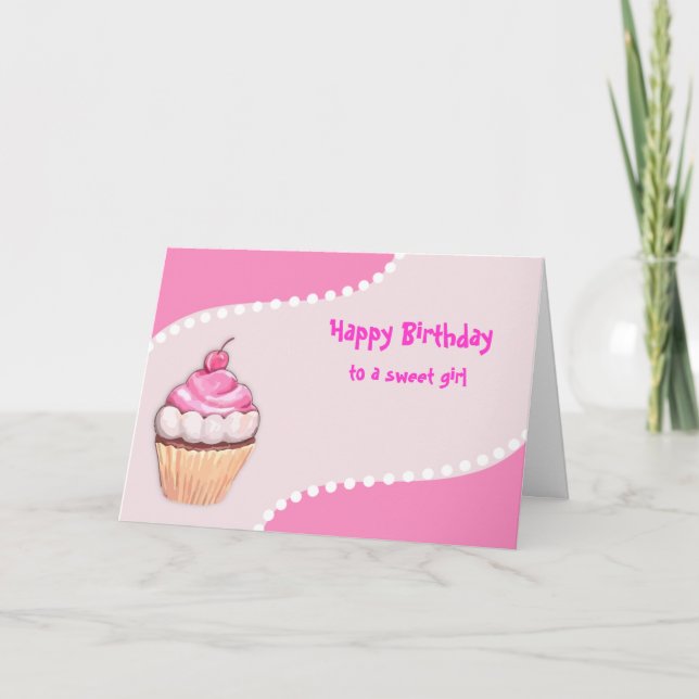 Feliz Cartões de Cupcake de Aniversário (Frente)
