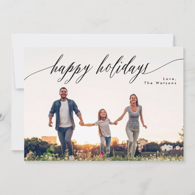 Feliz Cartões de foto de Natal Branco Belo Feriado (Frente)