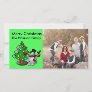 Feliz Cartões de fotos de Árvore de Natal e Snow