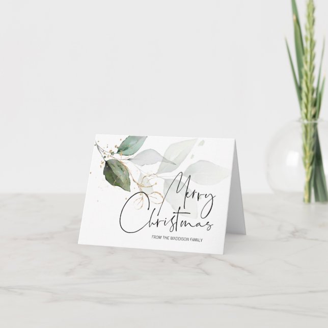 Feliz Cartões de natal de Natal Moderno Eucalyptus (Frente)