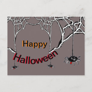 Feliz Cartoon de Aranhas de Halloween. Cartão Post