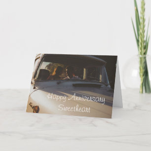 Feliz Casal de Vintagem de Aniversário no Cartão