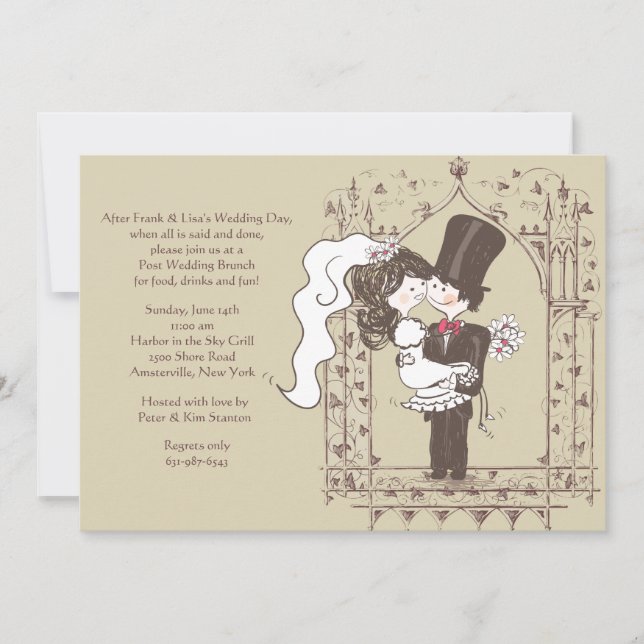 Feliz Casal Posta de casamento Brunch convite (Frente)