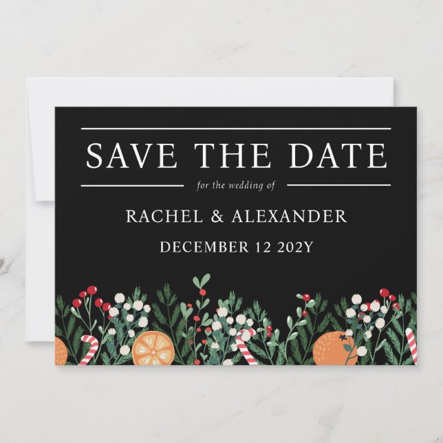 Feliz Casamento De Natal Salve O Cartão De Data (Frente)