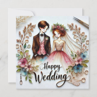 Feliz Casamento Saudando Cartões de Amor