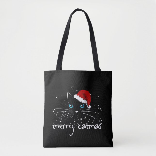 FELIZ CATMAS Árvore de Natal Memória Tote Bag (Frente)