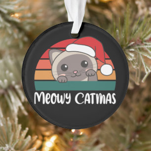 Feliz Catmas Engraçado Gato Ornamento de Pun de Na