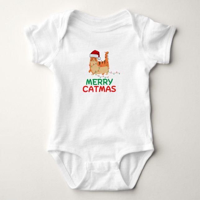 Feliz Catmas Natal Engraçado T-Shirt (Frente)