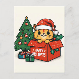 Feliz Catmas Surpresa: Gato de Natal em um Cartão 