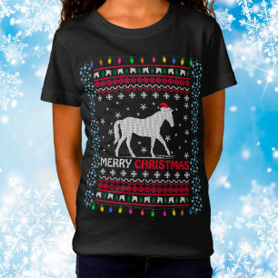 Feliz Cavalo de Natal com camiseta Santa Hat