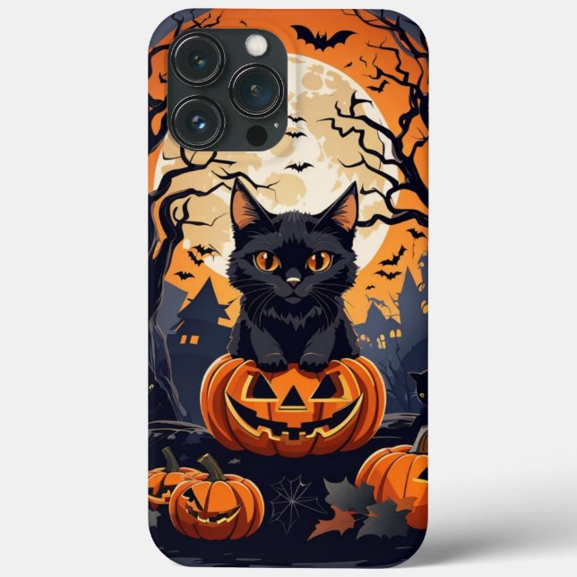 Feliz cena de gato preto de Halloween, presente de (Verso)