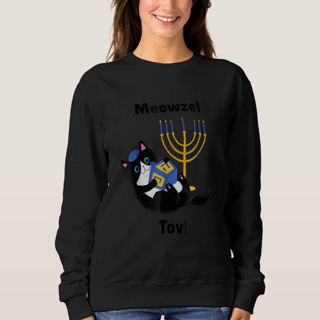 Feliz Chanuka Judeu Dono de Gato Suéter Feio (Frente)