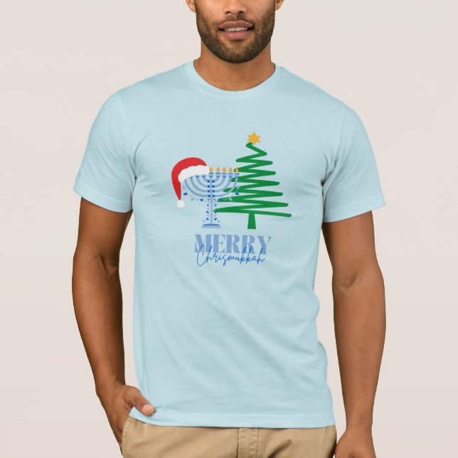 Feliz Chrismukkah Camisa Azul-Claro (Frente)