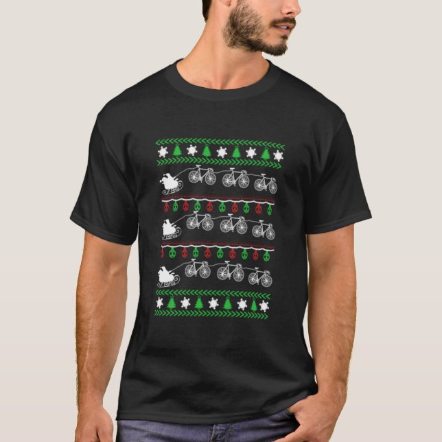 Feliz ciclando Camiseta engraçada feia de suéter d (Frente)