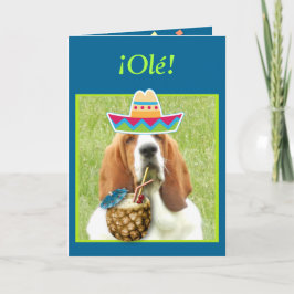 "¡ Feliz Cinco de Mayo!" Cartão w/Basset & bebidas