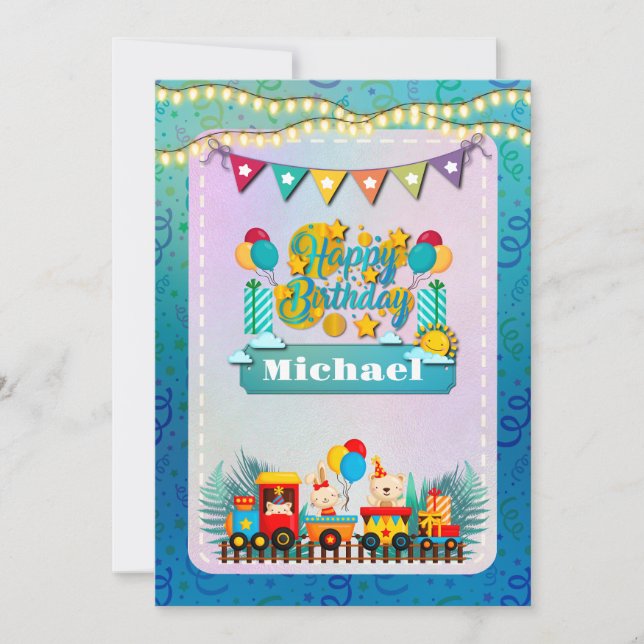 Feliz Comboio De Aniversário Com Bichinhos (Frente)