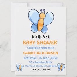 Feliz convite ao Chá de fraldas da borboleta