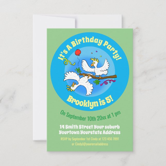 Feliz convite às aves de batuta de desenho animado (Frente)