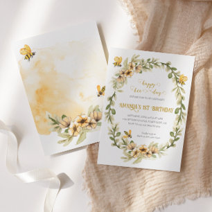 Feliz Convite de Aniversário para Cores Aquáticas