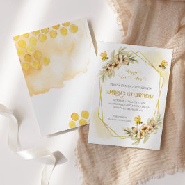 Feliz Convite de Aniversário para Cores Aquáticas