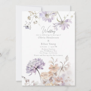 Feliz - Convite para Casamento Lilático e Lavanda