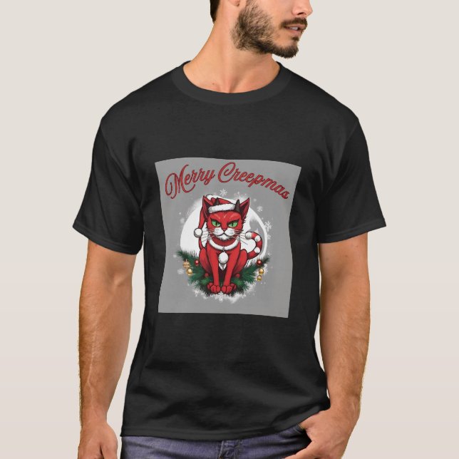 Feliz Creepmas Cat T-Shirt (Frente)