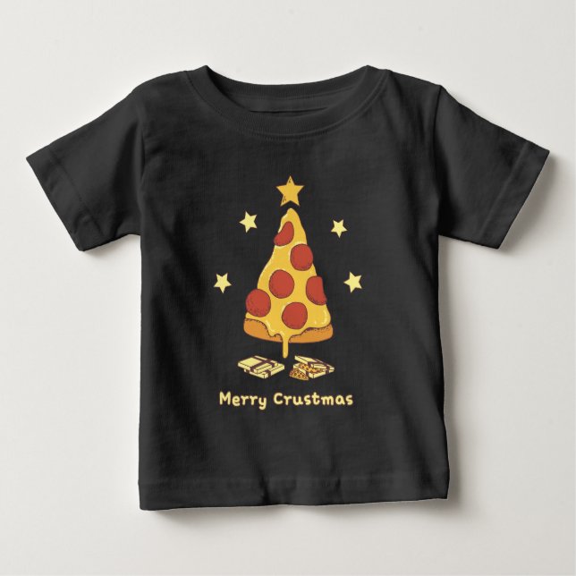 Feliz Crustmas - Camiseta de Natal de Pizza (Frente)