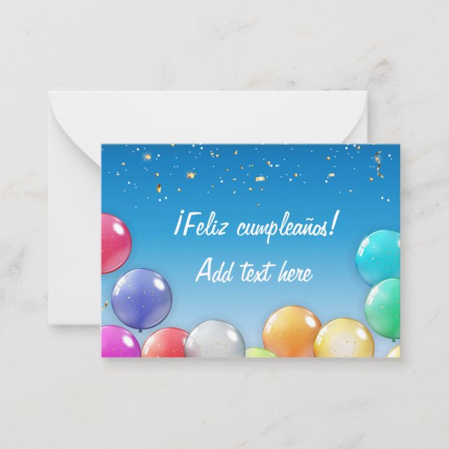 Feliz cumpleaños! Cartão de Aniversário espanhol (Frente)