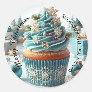 Feliz Cupcake de Natal com amoroso adesivo