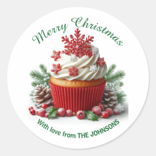 Feliz Cupcake de Natal com amoroso adesivo