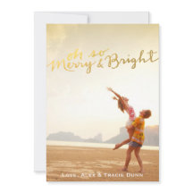 Feliz da folha Dourado do falso & cartão de Natal