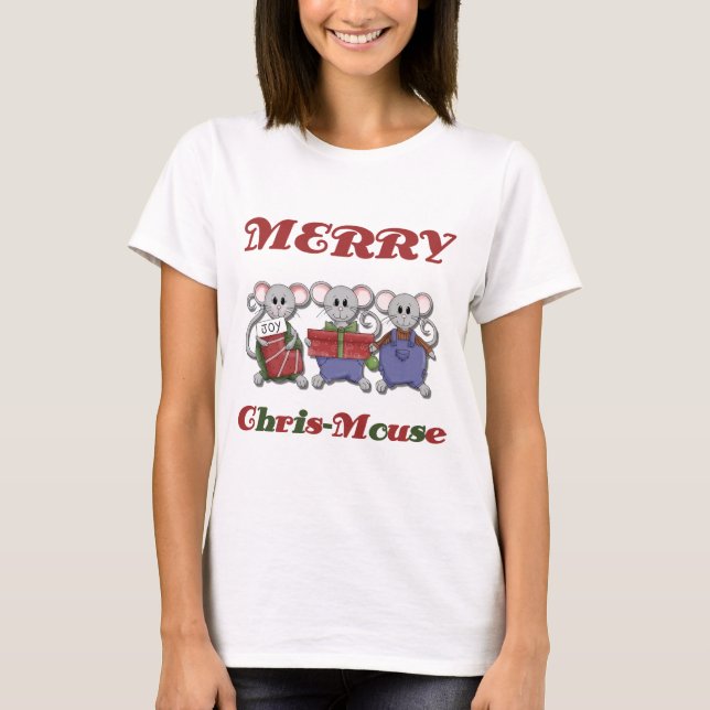 Feliz de Camisetas e presentes do mouse Chris-Mous (Frente)