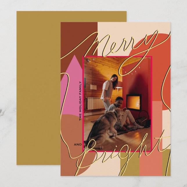 Feliz de Férias Modernas Brilha a Sua Geometria de (Frente/Verso)